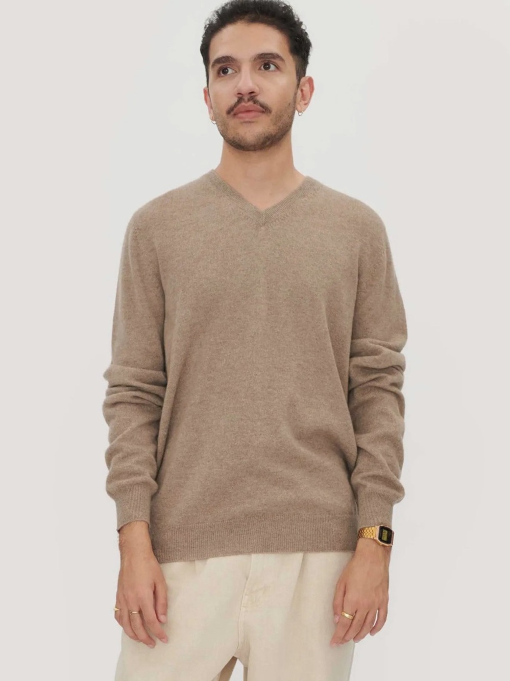 Billy Reid Taupe V-Neck Sweater